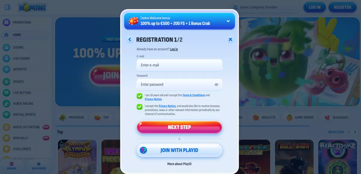Registration Process at Nomini Casino